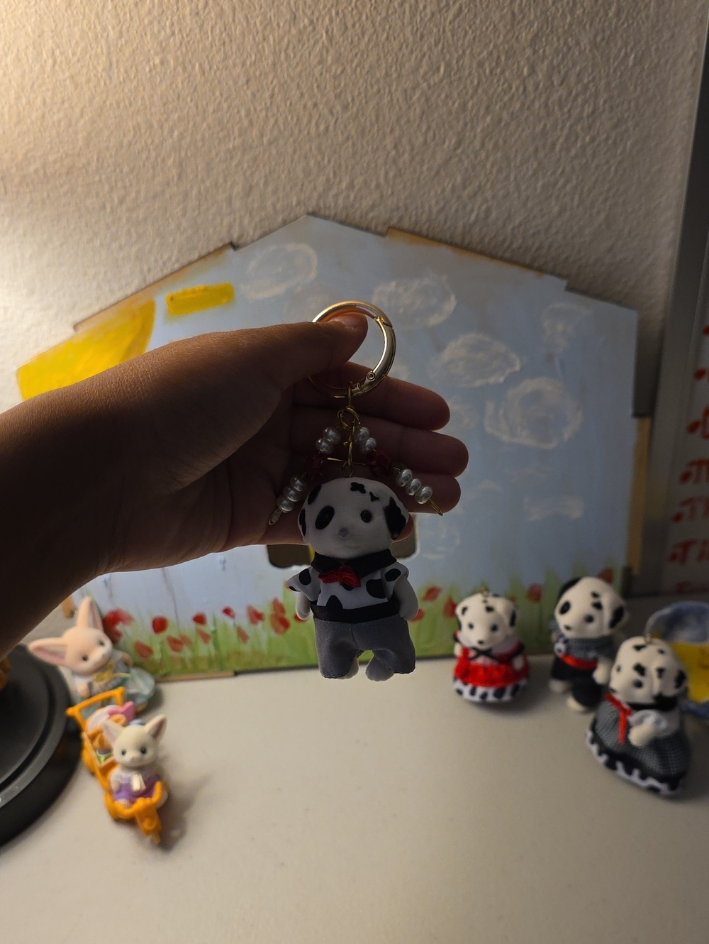 Cute Dalmatian Plush Keychain Bag Charm - Black & White